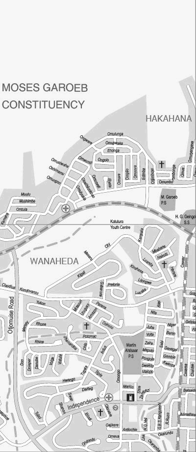 Windhoek street map: Hakahana - Wanaheda 2007/2008