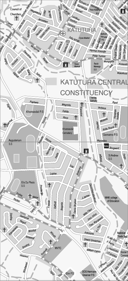 Windhoek street map: Katutura Central 2007/2008